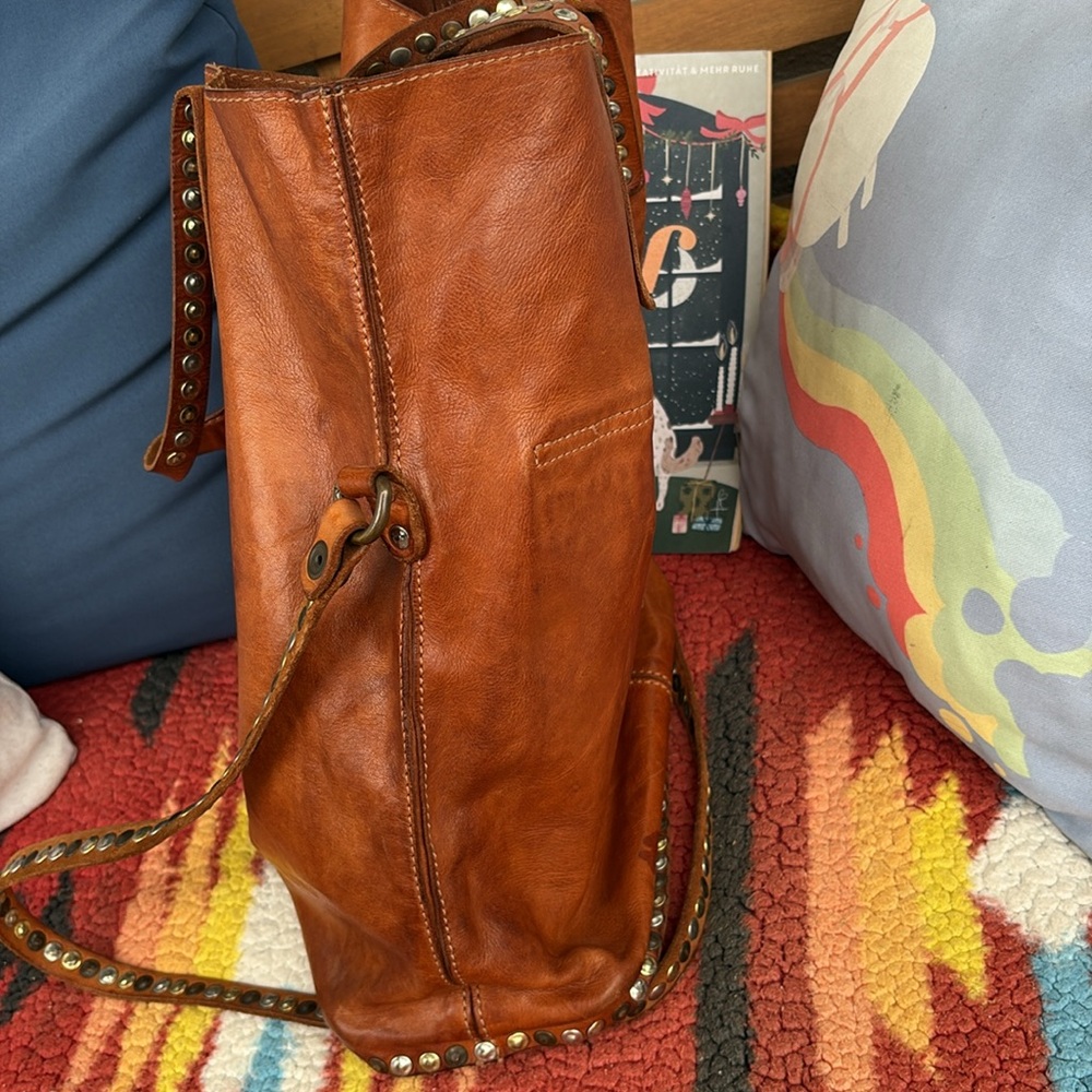 Campomaggi Brown Studded Tote Bag - Picture 3 of 13